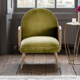 Emmeline Apple Green Velvet Armchair by Atkin And Thyme, H84 x W63 x D80 cm, Seat Height 42.5 cm - thumbnail 2