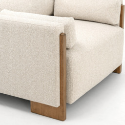 Audrey Exposed Wood Frame Armchair in Ecru Textured Weave by Atkin And Thyme - thumbnail 4