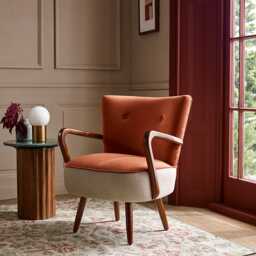 Calvin Armchair in Rust Velvet by Atkin And Thyme, H82.5 x W73.6 x D75 cm - thumbnail 2