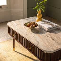 Flute Marble Coffee Table - Vintage by Atkin And Thyme, H46.5 x W97.5 x D60 cm - thumbnail 4