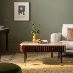 Flute Marble Coffee Table - Vintage by Atkin And Thyme, H46.5 x W97.5 x D60 cm