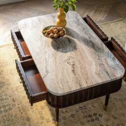 Flute Marble Coffee Table - Vintage by Atkin And Thyme, H46.5 x W97.5 x D60 cm - thumbnail 5