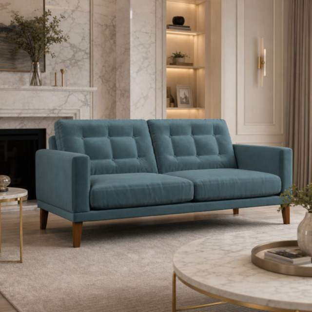 Fitzroy 3 Seat Sofa In Airforce Easy Care Velvet