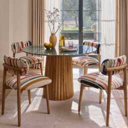 Westbourne Forest Green Marble Dining Table in Natural