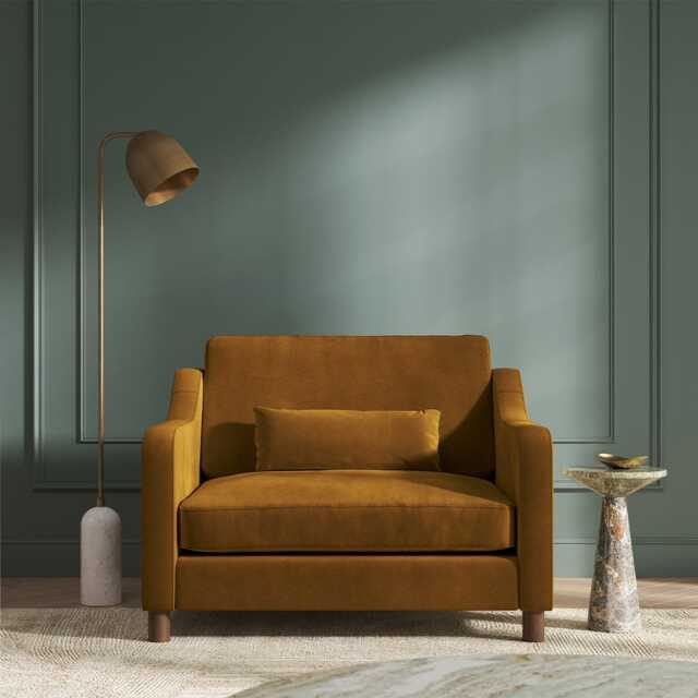 Hampton Loveseat In Turmeric Eco Velvet by Atkin And Thyme, H85 x W122 x D95cm - image 1