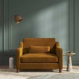 Hampton Loveseat In Turmeric Eco Velvet by Atkin And Thyme, H85 x W122 x D95cm