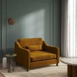 Hampton Loveseat In Turmeric Eco Velvet by Atkin And Thyme, H85 x W122 x D95cm - thumbnail 2