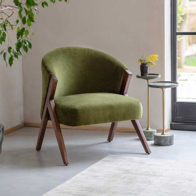 Scoop Armchair in Deep Green Velvet by Atkin And Thyme, H80 x W71 x D70 cm, Seat Height 44 cm - image 1