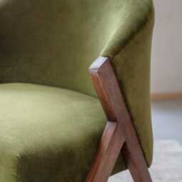 Scoop Armchair in Deep Green Velvet by Atkin And Thyme, H80 x W71 x D70 cm, Seat Height 44 cm - thumbnail 2