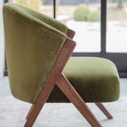 Scoop Armchair in Deep Green Velvet by Atkin And Thyme, H80 x W71 x D70 cm, Seat Height 44 cm - thumbnail 4