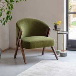 Scoop Armchair in Deep Green Velvet by Atkin And Thyme, H80 x W71 x D70 cm, Seat Height 44 cm - thumbnail 1
