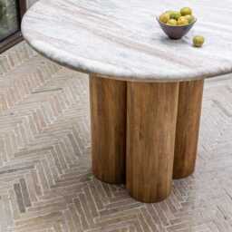 Column Marble Dining Table - Natural by Atkin And Thyme, H78.5 x W102 x D102 cm - thumbnail 3