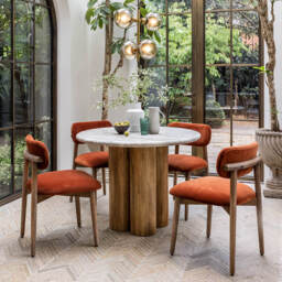 Column Marble Dining Table - Natural by Atkin And Thyme, H78.5 x W102 x D102 cm - thumbnail 4
