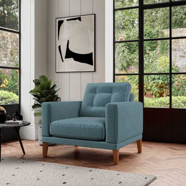 Fitzroy Armchair In Airforce Easy Care Velvet