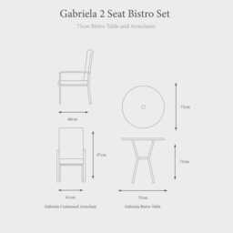 Gabriela 2 Seat Bistro Set by Atkin And Thyme, Table H730 x W77 x D77 cm  Armchair H97 X W60.5 x D68 cm - thumbnail 5
