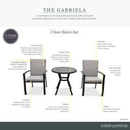 Gabriela 2 Seat Bistro Set by Atkin And Thyme, Table H730 x W77 x D77 cm  Armchair H97 X W60.5 x D68 cm - thumbnail 4