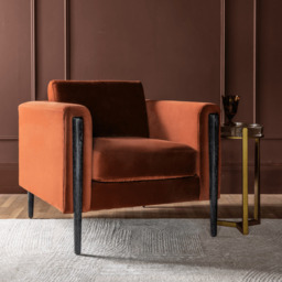 Lexington Armchair in Rust Velvet - Black by Atkin And Thyme - thumbnail 2