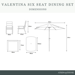 Valentina 6 Seat Dining Set with Parasol by Atkin And Thyme - thumbnail 4