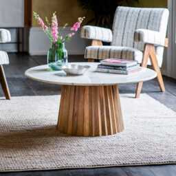 Westbourne Marble Coffee Table Natural by Atkin And Thyme, Dia. 100 x H45cm - thumbnail 1