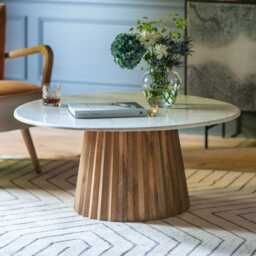 Westbourne Marble Coffee Table Natural by Atkin And Thyme, Dia. 100 x H45cm - thumbnail 4