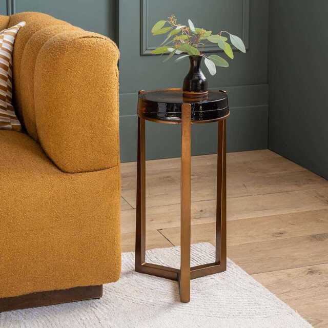 Molten Side Table In Amber  Tall