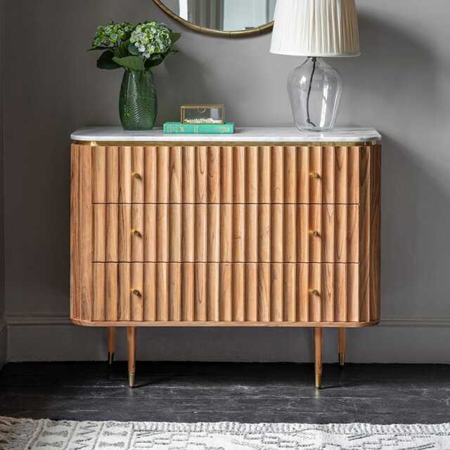 Flute Marble Chest of Drawers by Atkin And Thyme, W100 x D45 x H80cm - image 1