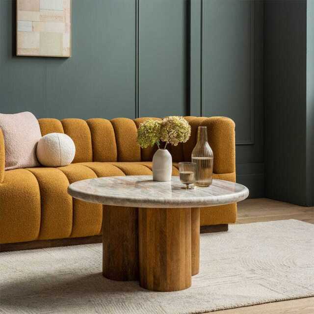 Column Marble Coffee Table Natural