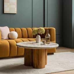 Column Marble Coffee Table  Natural