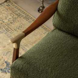 Levi Armchair In Olive Green Boucle by Atkin And Thyme, H87.5 x W67 x D74 cm, Seat Height 53 cm - thumbnail 5