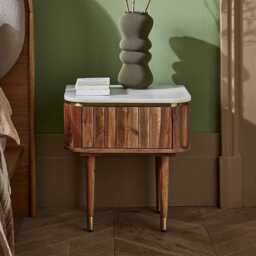 Flute Marble Bedside Drawer in Natural