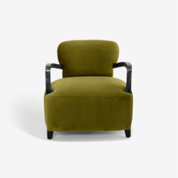 Aviator Armchair in Apple Green Velvet by Atkin And Thyme, H73 x W72 x D76 cm, Seat Height 45.5 cm - thumbnail 5