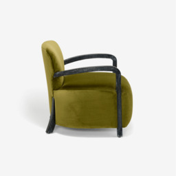 Aviator Armchair in Apple Green Velvet by Atkin And Thyme, H73 x W72 x D76 cm, Seat Height 45.5 cm - thumbnail 3