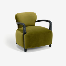 Aviator Armchair in Apple Green Velvet by Atkin And Thyme, H73 x W72 x D76 cm, Seat Height 45.5 cm - thumbnail 4