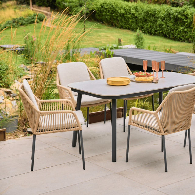 Olivia 6 Seat Rectangular Dining Set - Wheat by Atkin And Thyme - image 1