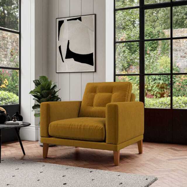 Fitzroy Armchair In Turmeric Easy Care Velvet