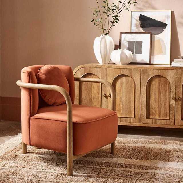 Holly Armchair In Rust Velvet