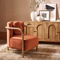Holly Armchair In Rust Velvet