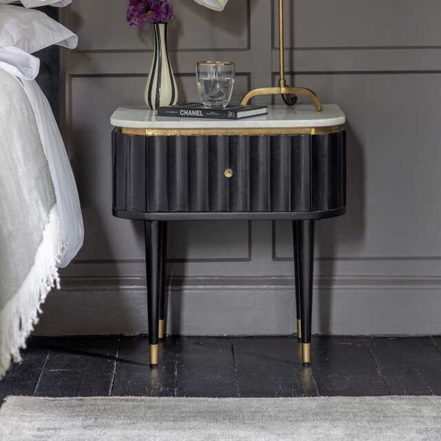 Flute Marble Bedside Drawer - Black by Atkin And Thyme, W48 x D37 x H51.5cm - image 1