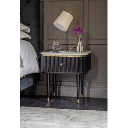 Flute Marble Bedside Drawer - Black by Atkin And Thyme, W48 x D37 x H51.5cm - thumbnail 3