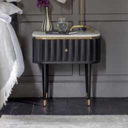 Flute Marble Bedside Drawer - Black by Atkin And Thyme, W48 x D37 x H51.5cm
