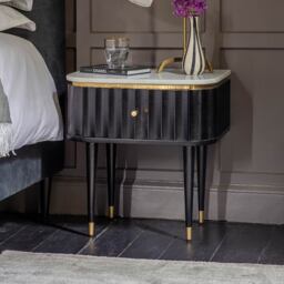 Flute Marble Bedside Drawer - Black by Atkin And Thyme, W48 x D37 x H51.5cm - thumbnail 2