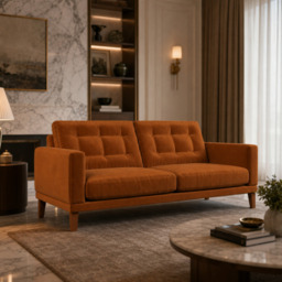 Fitzroy 3 Seat Sofa In Burnt Easy Care Velvet