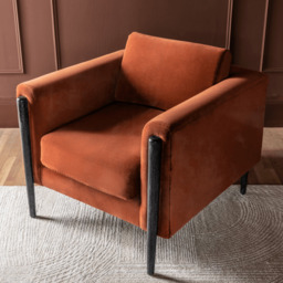 Lexington Armchair In Rust Velvet and Black