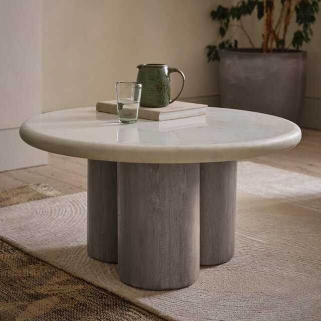Column Marble Coffee Table by Atkin And Thyme, H43 x W82 x D82 cm - image 1