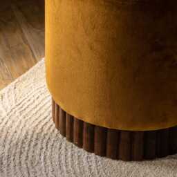 Holborn Footstool In Mustard Velvet by Atkin And Thyme, H45 x W43 x D43 cm - thumbnail 2