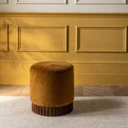 Holborn Footstool In Mustard Velvet by Atkin And Thyme, H45 x W43 x D43 cm - thumbnail 1