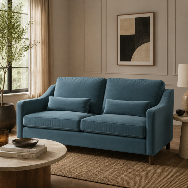Hampton 4 Seat Sofa In Airforce Easy Care Velvet