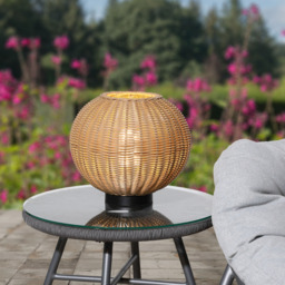 Orta Rechargeable Rattan Table Lamp by Atkin And Thyme, H270 x W300 x D300 / 1.35Kg - thumbnail 2