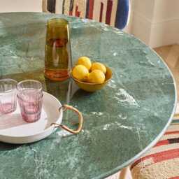Westbourne Forest Green Marble Dining Table by Atkin And Thyme, H75 x W120 x D120 cm - thumbnail 2