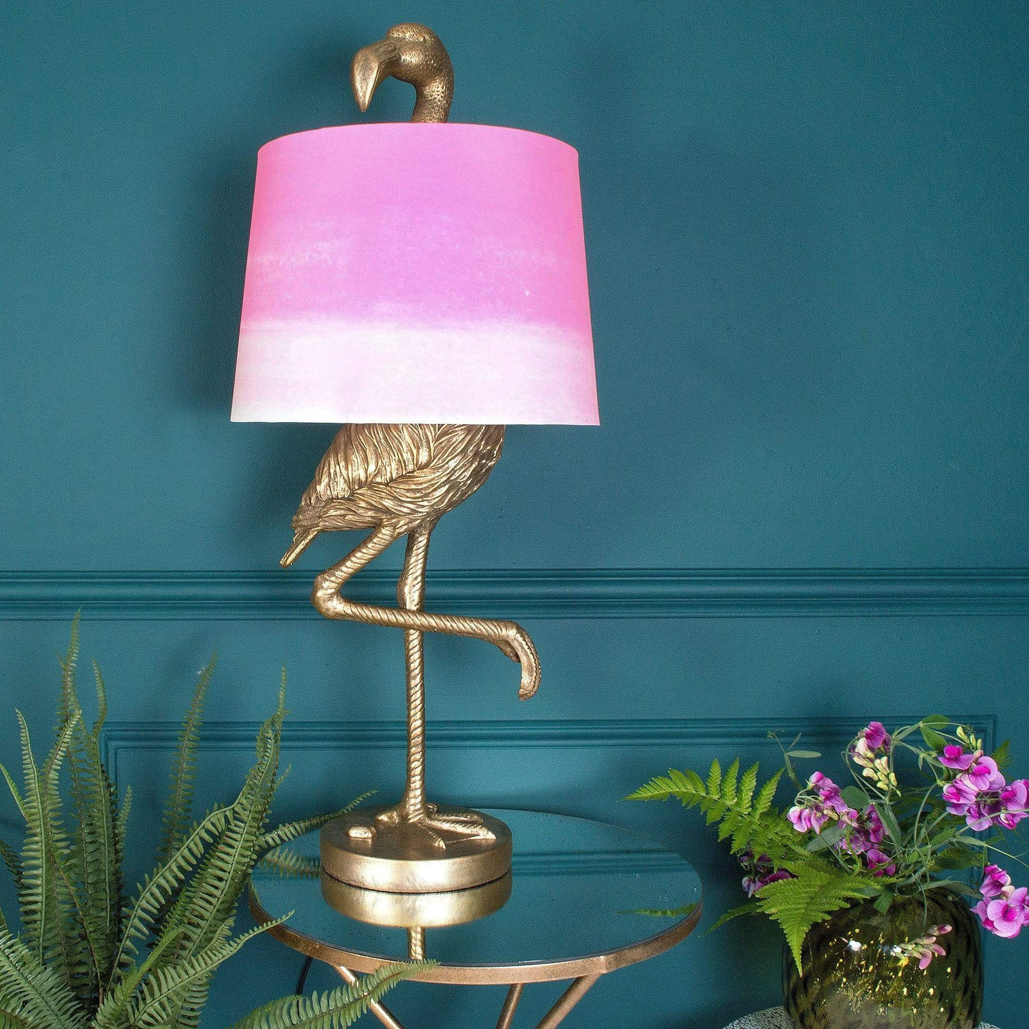 Brass Flamingo Table Lamp - Ombre Shade - image 1